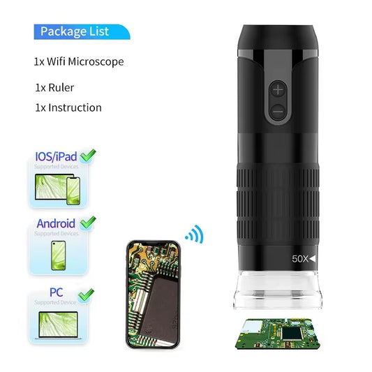 Digital Microscope Wireless Pocket Handheld USB Microscopes 1000X Zoom Fixed Focus HD Magnifier with LED for Iphone Android PC