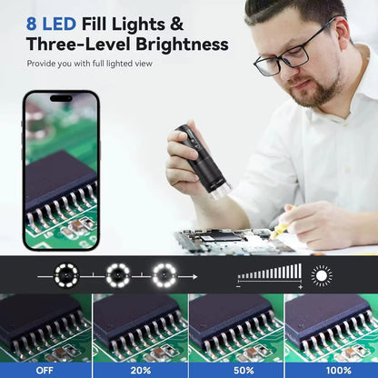 Digital Microscope Wireless Pocket Handheld USB Microscopes 1000X Zoom Fixed Focus HD Magnifier with LED for Iphone Android PC