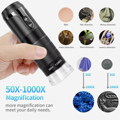 Digital Microscope Wireless Pocket Handheld USB Microscopes 1000X Zoom Fixed Focus HD Magnifier with LED for Iphone Android PC