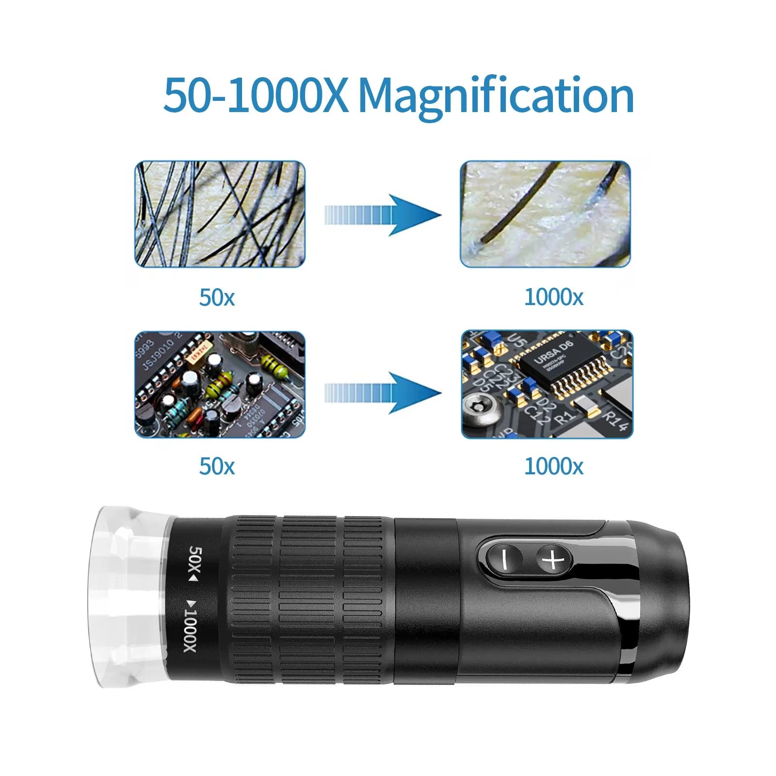 Digital Microscope Wireless Pocket Handheld USB Microscopes 1000X Zoom Fixed Focus HD Magnifier with LED for Iphone Android PC